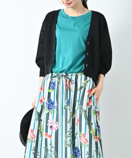 aunt lily(アントリリー)の「ざっくりニットカーディガン|麻混 リネンライク 羽織 ゆったり 体型カバー サマーニット 涼感 軽量(カーディガン/ボレロ・レディース・ブラック/ホワイト/グリーン・L/S)」の2枚目の写真