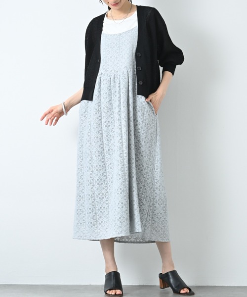 aunt lily(アントリリー)の「ざっくりニットカーディガン|麻混 リネンライク 羽織 ゆったり 体型カバー サマーニット 涼感 軽量(カーディガン/ボレロ・レディース・ブラック/ホワイト/グリーン・L/S)」の9枚目の写真