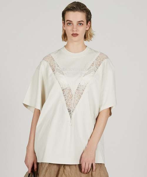 PRANK PROJECT（プランクプロジェクト）の「Vカットレースロゴトップ / V Cut Lace Logo Top（Tシャツ/カットソー・レディース・ホワイト/ライトイエロー/チャコールグレー・FREE）」の18枚目の写真