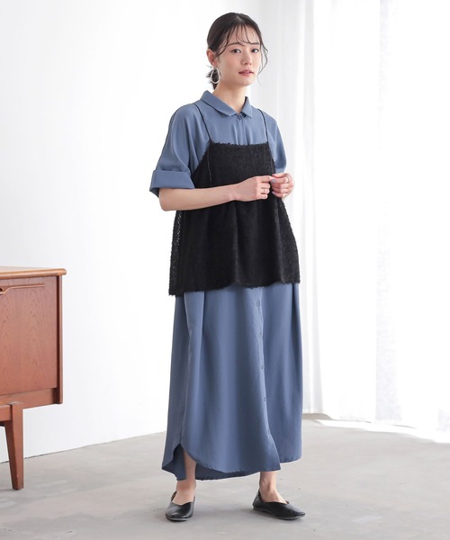 n'OrLABEL（ノアールレーベル）の「【機能素材】『半端袖シャツワンピース』（シャツワンピース・レディース・オフホワイト/ブルー/ブラック/カーキ・2/1）」の22枚目の写真