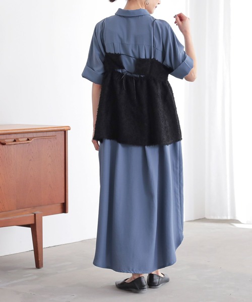 n'OrLABEL（ノアールレーベル）の「【機能素材】『半端袖シャツワンピース』（シャツワンピース・レディース・オフホワイト/ブルー/ブラック/カーキ・2/1）」の11枚目の写真