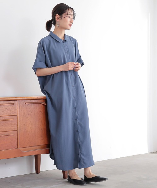 n'OrLABEL（ノアールレーベル）の「【機能素材】『半端袖シャツワンピース』（シャツワンピース・レディース・オフホワイト/ブルー/ブラック/カーキ・2/1）」の12枚目の写真