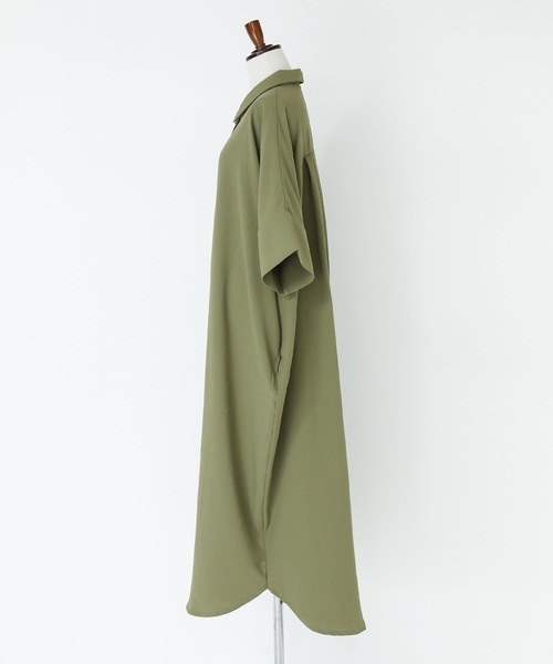 n'OrLABEL（ノアールレーベル）の「【機能素材】『半端袖シャツワンピース』（シャツワンピース・レディース・オフホワイト/ブルー/ブラック/カーキ・2/1）」の15枚目の写真