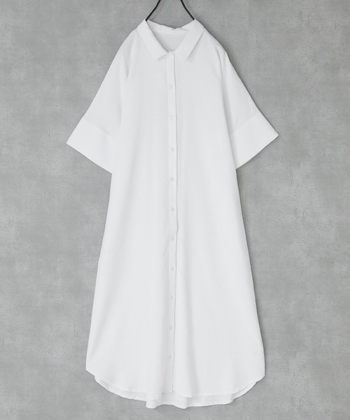 n'OrLABEL（ノアールレーベル）の「【機能素材】『半端袖シャツワンピース』（シャツワンピース・レディース・オフホワイト/ブルー/ブラック/カーキ・2/1）」の7枚目の写真