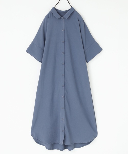 n'OrLABEL（ノアールレーベル）の「【機能素材】『半端袖シャツワンピース』（シャツワンピース・レディース・オフホワイト/ブルー/ブラック/カーキ・2/1）」の8枚目の写真