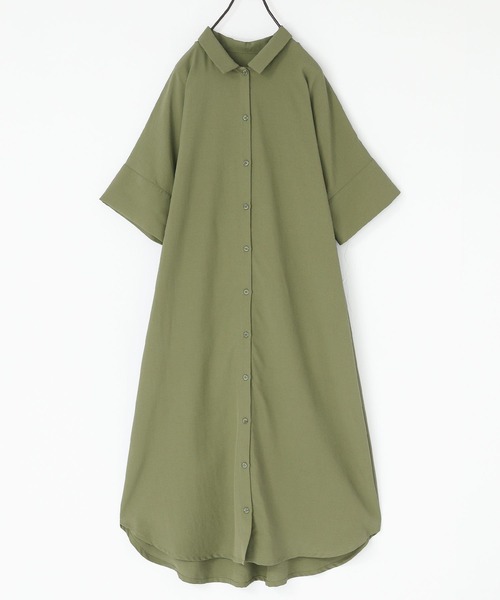 n'OrLABEL（ノアールレーベル）の「【機能素材】『半端袖シャツワンピース』（シャツワンピース・レディース・オフホワイト/ブルー/ブラック/カーキ・2/1）」の9枚目の写真