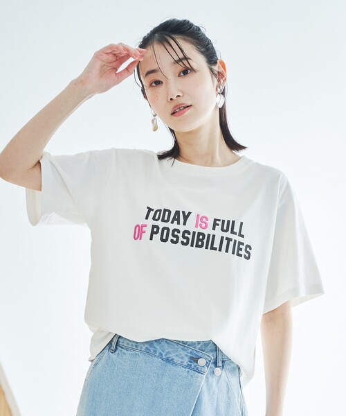 coen(コーエン)の「【UVカット・接触冷感】WELLTECT USA ロゴプリントTシャツ(Tシャツ/カットソー・レディース・オフホワイト/その他2/その他1/ダークグレー・L/M)」の6枚目の写真