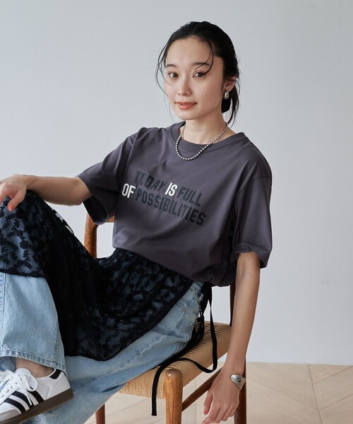 coen(コーエン)の「【UVカット・接触冷感】WELLTECT USA ロゴプリントTシャツ(Tシャツ/カットソー・レディース・オフホワイト/その他2/その他1/ダークグレー・L/M)」の11枚目の写真