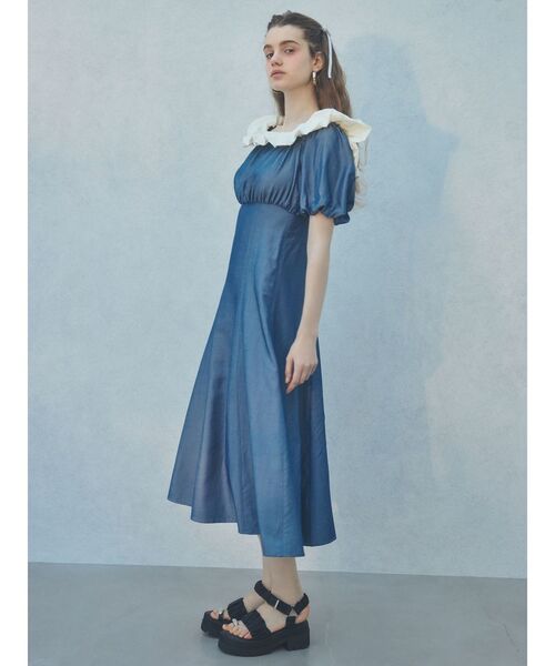 CALNAMUR（カルナムール）の「BALLOON OFF SHOULDER OP/バルーンオフショルダーワンピース（ワンピース・レディース・ブラック/ブルー・SMALL/MEDIUM）」の20枚目の写真