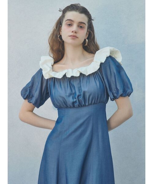 CALNAMUR（カルナムール）の「BALLOON OFF SHOULDER OP/バルーンオフショルダーワンピース（ワンピース・レディース・ブラック/ブルー・SMALL/MEDIUM）」の19枚目の写真
