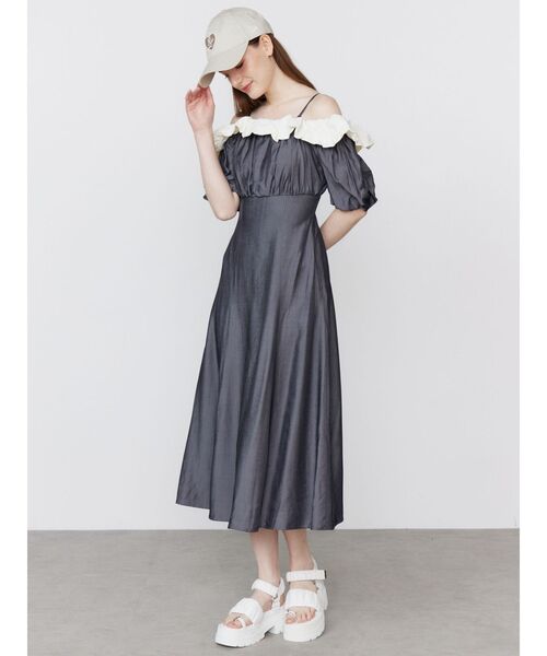 セール】DENIM JACQUARD FLOWER OP/デニムジャガードフラワー