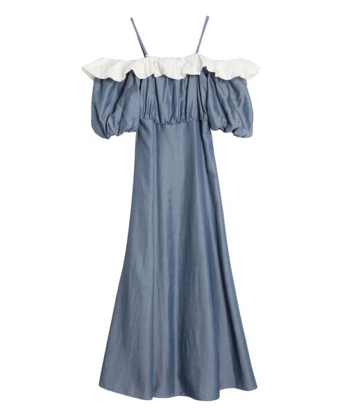 CALNAMUR（カルナムール）の「BALLOON OFF SHOULDER OP/バルーンオフショルダーワンピース（ワンピース・レディース・ブラック/ブルー・SMALL/MEDIUM）」の4枚目の写真