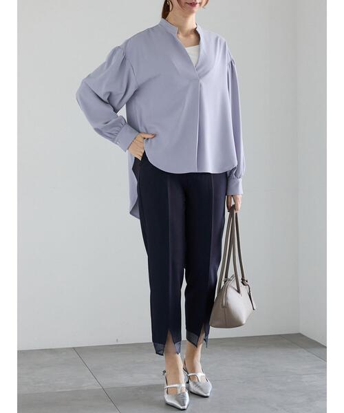 Te chichi（テチチ）の「スキッパードレープシャツ（シャツ/ブラウス・レディース・ネイビー/ブルー/オフホワイト・F）」の4枚目の写真