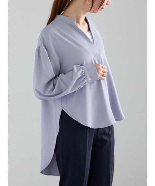 Te chichi（テチチ）の「スキッパードレープシャツ（シャツ/ブラウス・レディース・ネイビー/ブルー/オフホワイト・F）」の7枚目の写真