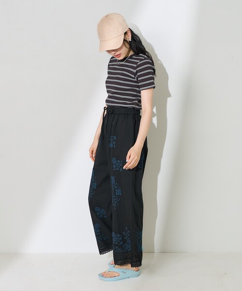 FREAK'S STORE(フリークスストア)の「インド コットンスラブ 刺繍イージーパンツ<セットアップ対応>(その他パンツ・レディース・オフホワイト/ブラック・フリ-)」の16枚目の写真