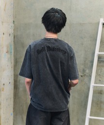 ハードウォッシュ加工 ワンポイント刺繍 / バックプリント ボックスシルエット 半袖Tシャツ メンズ レディース