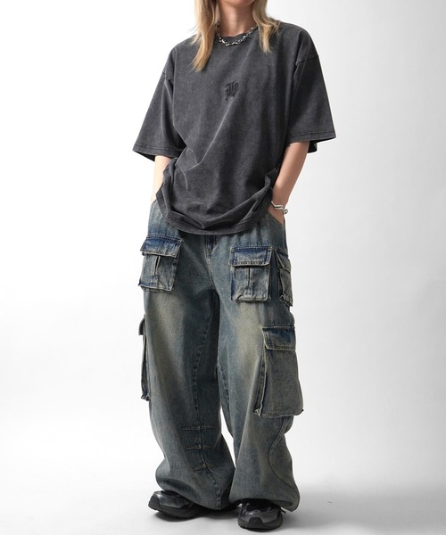 ILL'S（イルズ）の「25SS ハードウォッシュ加工 ワンポイント刺繍 / バックプリント ボックスシルエット 半袖Tシャツ メンズ レディース（Tシャツ/カットソー・メンズ・ブラック系その他/ブラック/チャコール/ホワイト系その他・M/L）」の13枚目の写真