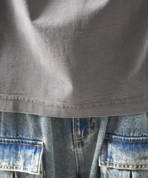 ILL'S(イルズ)の「ハードウォッシュ加工 ワンポイント刺繍 / バックプリント ボックスシルエット 半袖Tシャツ メンズ レディース(Tシャツ/カットソー・メンズ・ブラック系その他/ブラック/チャコール/ホワイト系その他・M/L)」の22枚目の写真