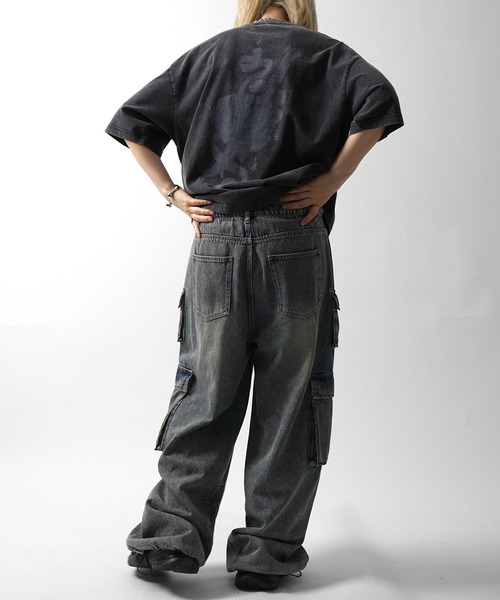 ILL'S（イルズ）の「25SS ハードウォッシュ加工 ワンポイント刺繍 / バックプリント ボックスシルエット 半袖Tシャツ メンズ レディース（Tシャツ/カットソー・メンズ・ブラック系その他/ブラック/チャコール/ホワイト系その他・M/L）」の20枚目の写真