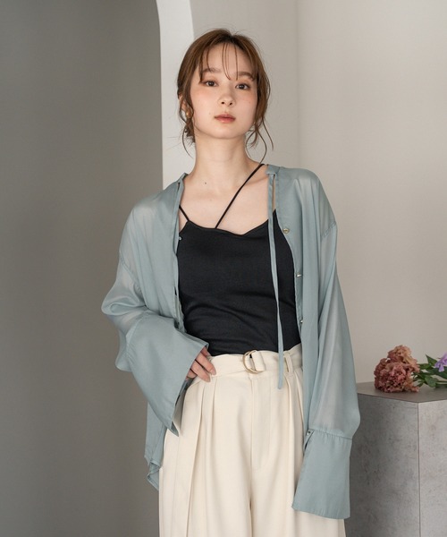 シャツ/ブラウス(長袖/七分) sheer slit tops mideal mideal（マイ 