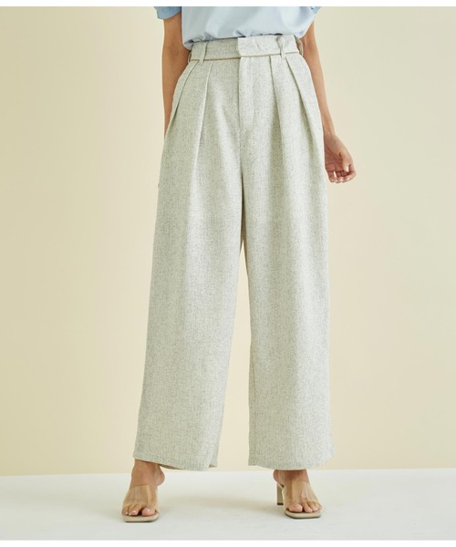 Settimissimo（セッティミッシモ）の「サマーツィ-ド ウエストタック ワイドパンツ（その他パンツ・レディース・アイボリー/ブラウン・FREE）」の3枚目の写真