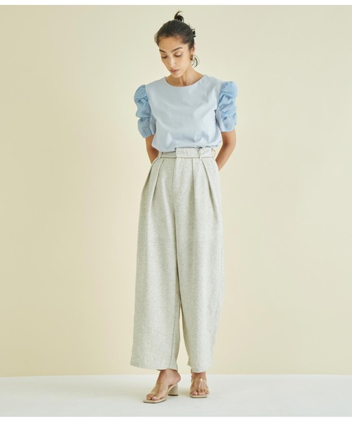 Settimissimo（セッティミッシモ）の「サマーツィ-ド ウエストタック ワイドパンツ（その他パンツ・レディース・アイボリー/ブラウン・FREE）」の7枚目の写真