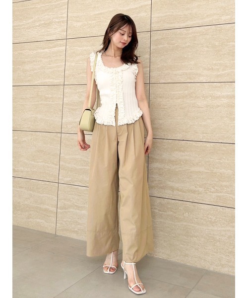 ❤️新品❤️ スナイデル　snidel ワイドパンツ　サイズ1　ベルト　ベージュ セール】【00サイズあり】バリエワイドパンツ（その他パンツ
