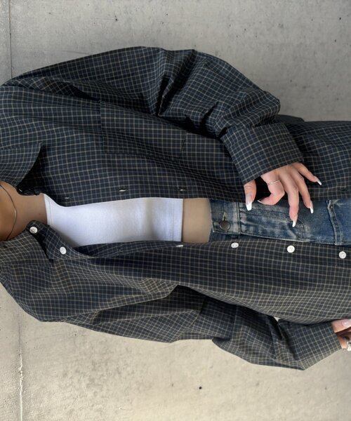 WHO'S WHO gallery（フーズフーギャラリー）の「【KOOKY'N/クーキー】チェックシャツ / UNISEX/ユニセックス（シャツ/ブラウス・レディース・ブラック/グリーン/ブルー・FREE）」の21枚目の写真