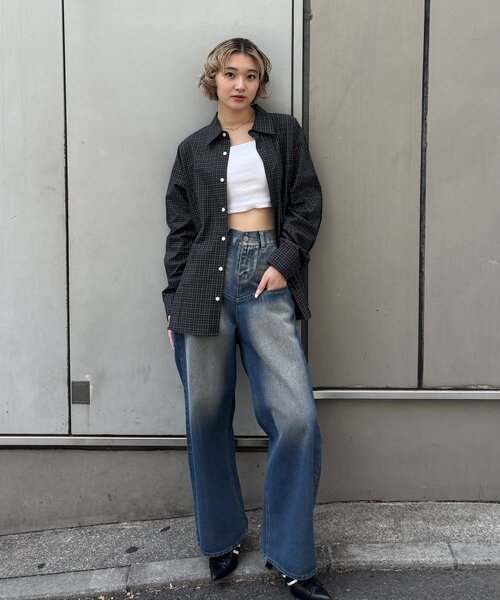 WHO'S WHO gallery（フーズフーギャラリー）の「【KOOKY'N/クーキー】チェックシャツ / UNISEX/ユニセックス（シャツ/ブラウス・レディース・ブラック/グリーン/ブルー・FREE）」の19枚目の写真