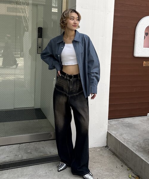 WHO'S WHO gallery（フーズフーギャラリー）の「【KOOKY'N/クーキー】チェックシャツ / UNISEX/ユニセックス（シャツ/ブラウス・レディース・ブラック/グリーン/ブルー・FREE）」の13枚目の写真