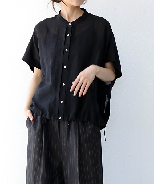 ARCH THE/長袖ブラウス/36/シルク/BLK スピンドル麻シャツ（シャツ/ブラウス）｜Jines（ジネス）の