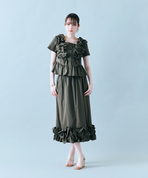 Audie a Muses(オーディアミューズ)の「【セットアップ対応】ギャザーフリルヘムスカート(スカート・レディース・ネイビー/カーキ・42/38/40)」の22枚目の写真