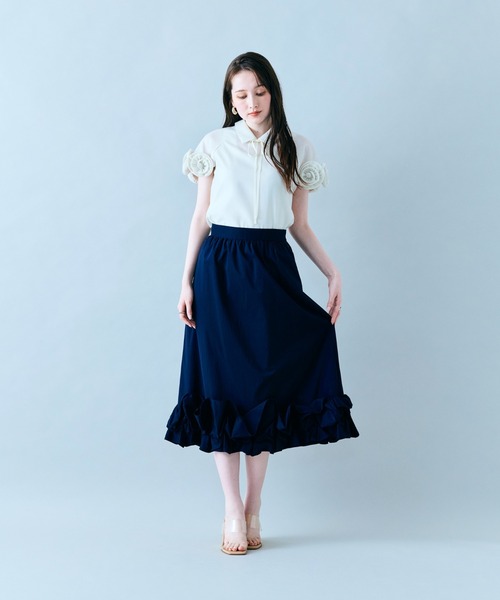 Audie a Muses(オーディアミューズ)の「【セットアップ対応】ギャザーフリルヘムスカート(スカート・レディース・ネイビー/カーキ・42/38/40)」の15枚目の写真
