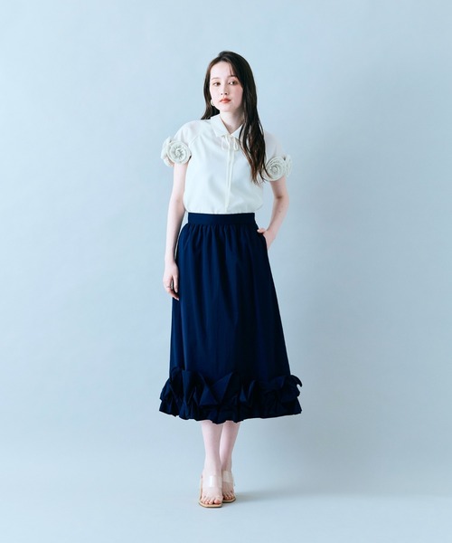 Audie a Muses(オーディアミューズ)の「【セットアップ対応】ギャザーフリルヘムスカート(スカート・レディース・ネイビー/カーキ・42/38/40)」の16枚目の写真