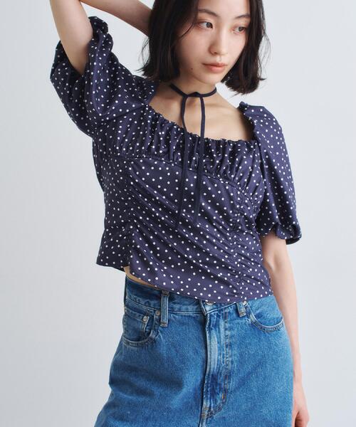 CODE A（コードエー）の「polka dot blouse（シャツ/ブラウス・レディース・ブラック系/ネイビー系・00）」の12枚目の写真
