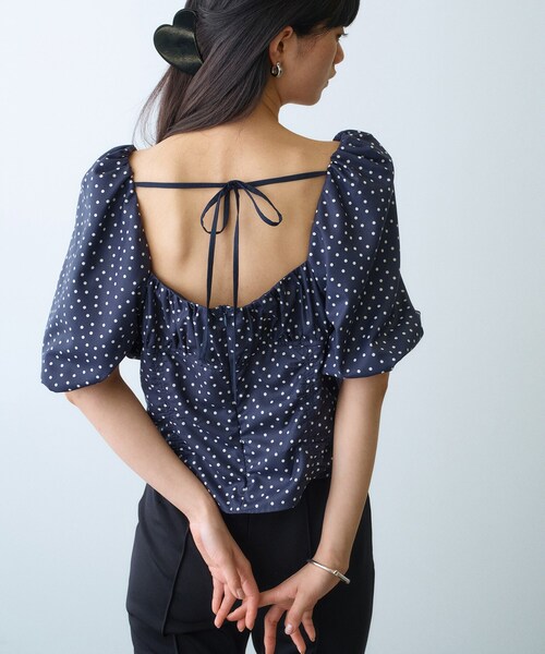 CODE A（コードエー）の「polka dot blouse（シャツ/ブラウス・レディース・ブラック系/ネイビー系・00）」の8枚目の写真