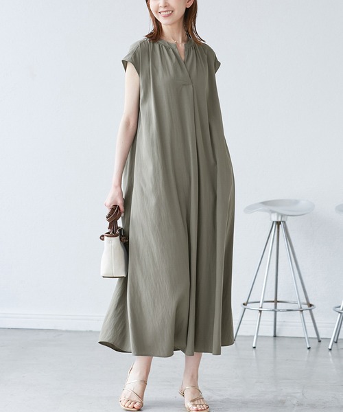 ROPE' PICNIC（ロペピクニック）の「リラックススキッパーロングワンピース（ワンピース・レディース・ブラック/カーキ/ダークグリーン/オレンジ・38）」の3枚目の写真