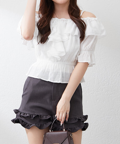 continuer de NICE CLAUP(コンティニューデナイスクラップ)の「【@_chipi2xセレクト】2WAYフリルブラウス(シャツ/ブラウス・レディース・オフホワイト/ブラック/ピンク・FREE)」の22枚目の写真