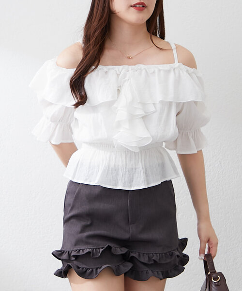 continuer de NICE CLAUP(コンティニューデナイスクラップ)の「【@_chipi2xセレクト】2WAYフリルブラウス(シャツ/ブラウス・レディース・オフホワイト/ブラック/ピンク・FREE)」の5枚目の写真