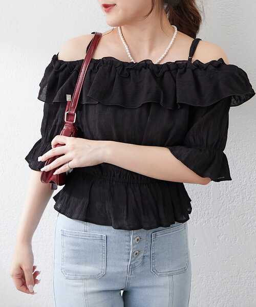 continuer de NICE CLAUP(コンティニューデナイスクラップ)の「【@_chipi2xセレクト】2WAYフリルブラウス(シャツ/ブラウス・レディース・オフホワイト/ブラック/ピンク・FREE)」の8枚目の写真