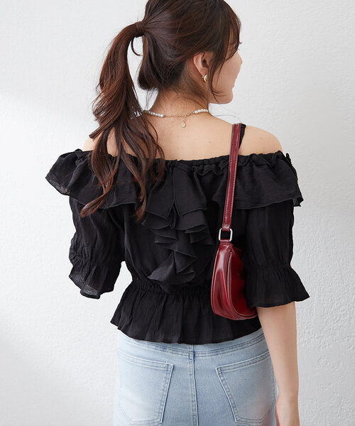 continuer de NICE CLAUP(コンティニューデナイスクラップ)の「【@_chipi2xセレクト】2WAYフリルブラウス(シャツ/ブラウス・レディース・オフホワイト/ブラック/ピンク・FREE)」の9枚目の写真