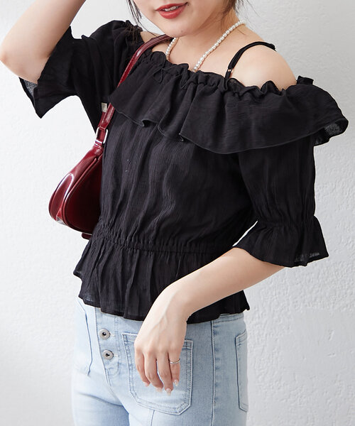 continuer de NICE CLAUP(コンティニューデナイスクラップ)の「【@_chipi2xセレクト】2WAYフリルブラウス(シャツ/ブラウス・レディース・オフホワイト/ブラック/ピンク・FREE)」の11枚目の写真