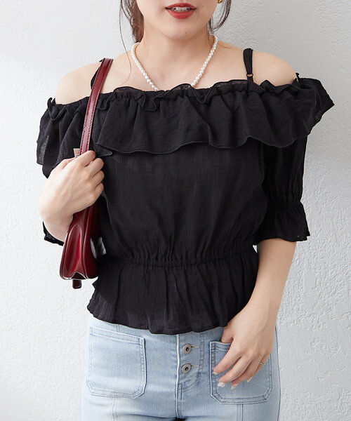 continuer de NICE CLAUP(コンティニューデナイスクラップ)の「【@_chipi2xセレクト】2WAYフリルブラウス(シャツ/ブラウス・レディース・オフホワイト/ブラック/ピンク・FREE)」の12枚目の写真