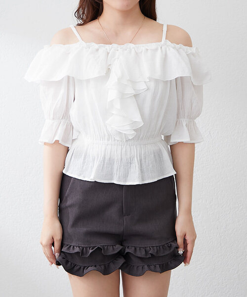 continuer de NICE CLAUP(コンティニューデナイスクラップ)の「【@_chipi2xセレクト】2WAYフリルブラウス(シャツ/ブラウス・レディース・オフホワイト/ブラック/ピンク・FREE)」の15枚目の写真