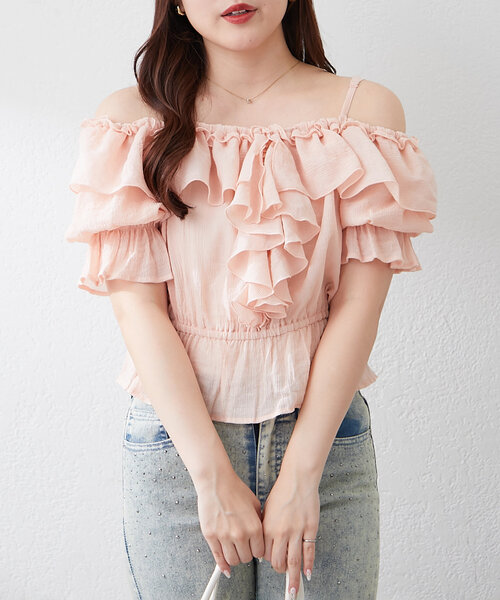 continuer de NICE CLAUP(コンティニューデナイスクラップ)の「【@_chipi2xセレクト】2WAYフリルブラウス(シャツ/ブラウス・レディース・オフホワイト/ブラック/ピンク・FREE)」の4枚目の写真