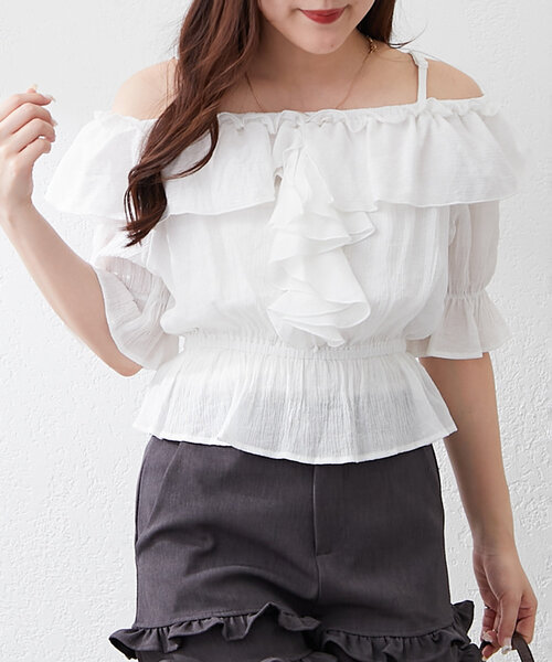 continuer de NICE CLAUP(コンティニューデナイスクラップ)の「【@_chipi2xセレクト】2WAYフリルブラウス(シャツ/ブラウス・レディース・オフホワイト/ブラック/ピンク・FREE)」の21枚目の写真