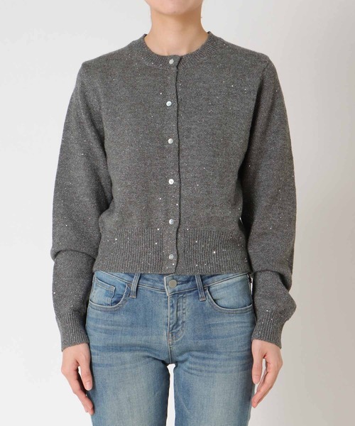 Jines（ジネス）の「スパンコールラメカーディガン（カーディガン/ボレロ・レディース・アイボリー/ブラック/グレー・38）」の4枚目の写真
