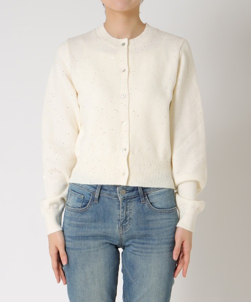 Jines（ジネス）の「スパンコールラメカーディガン（カーディガン/ボレロ・レディース・アイボリー/ブラック/グレー・38）」の11枚目の写真