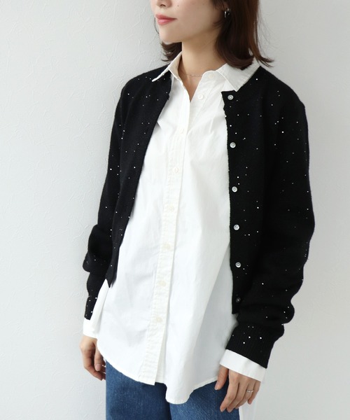 Jines（ジネス）の「スパンコールラメカーディガン（カーディガン/ボレロ・レディース・アイボリー/ブラック/グレー・38）」の22枚目の写真