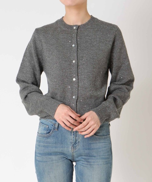 Jines（ジネス）の「スパンコールラメカーディガン（カーディガン/ボレロ・レディース・アイボリー/ブラック/グレー・38）」の18枚目の写真